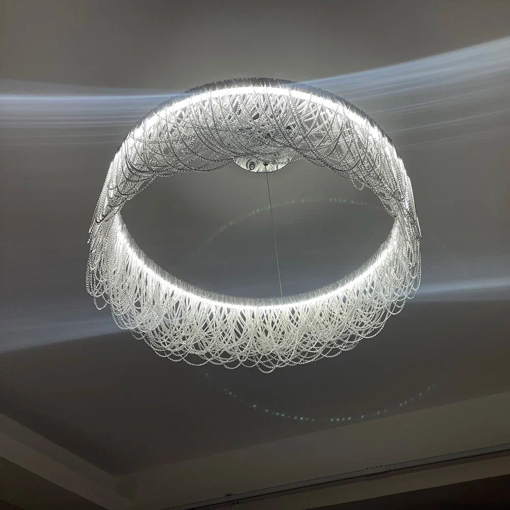 Afralia™ Modern Fringe Chandelier: Round Bedroom & Living Room Tassel Chain Light