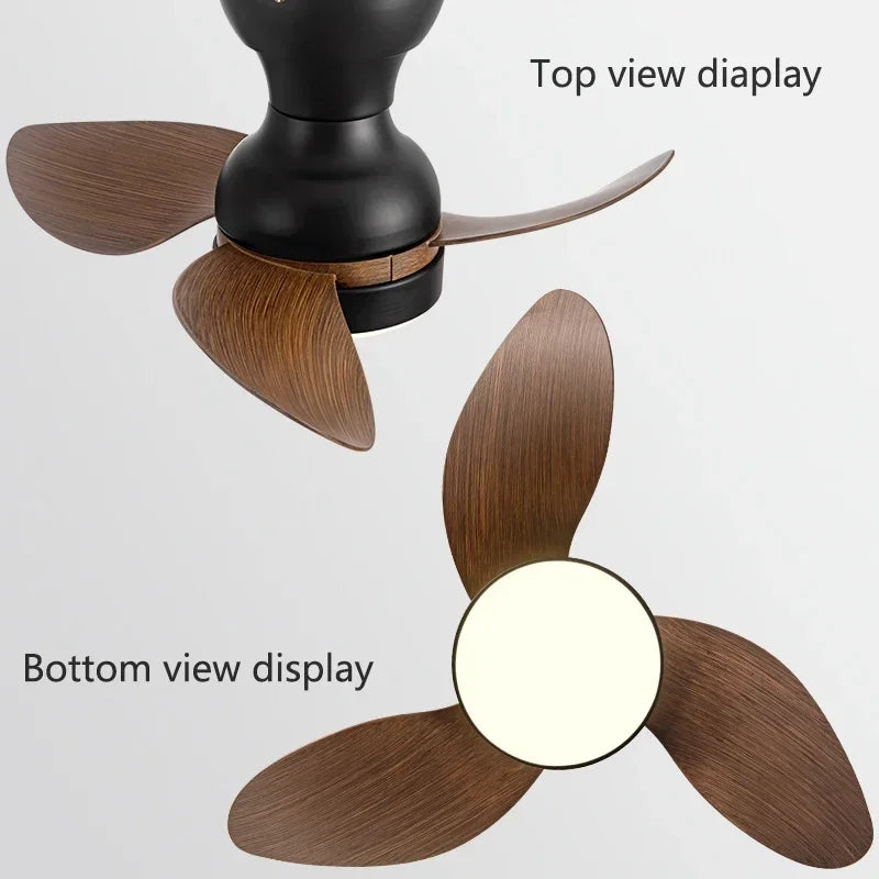 Afralia™ 22" Modern Black Ceiling Fan Light with DC Remote Control & LED - Bedroom and Restaurant Use