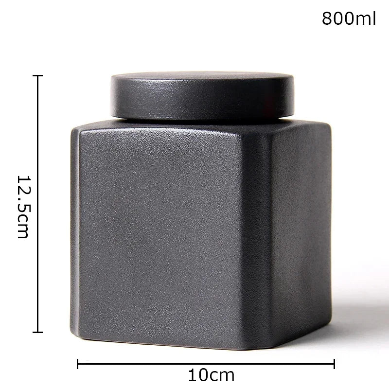 Afralia™ Ceramic Tea Canister Sealed Storage Jars - Geometric Design