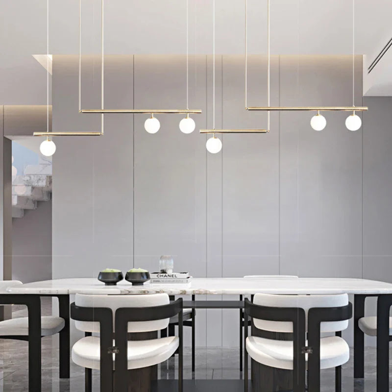 Afralia™ Linear Minimalist Chandelier Pendant Light for Living Room, Dining Table Ceiling Decor