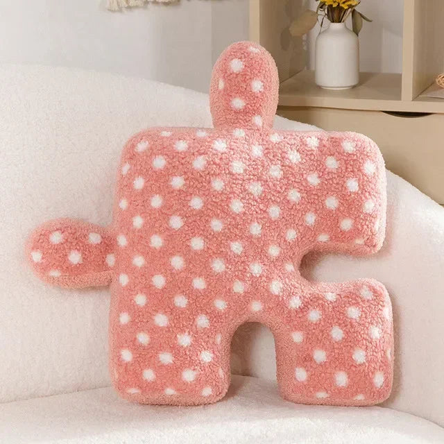 Afralia™ Teddy Velvet Jigsaw Seat Cushion - Plush Home Decor Throw Pillow