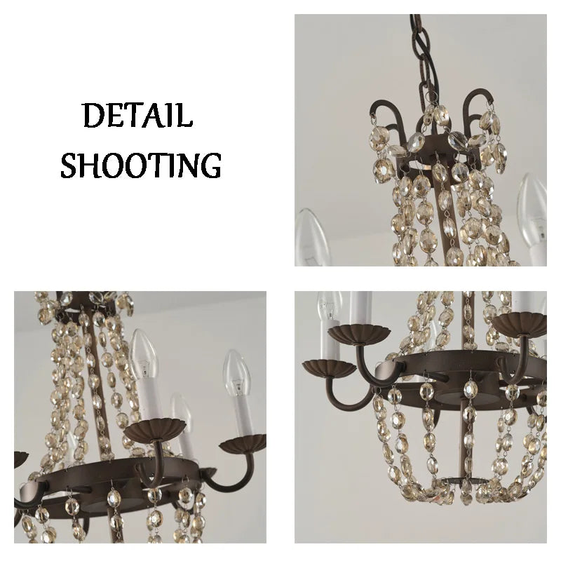 Afralia™ Crystal Chandelier: Elegant Iron Art Pendant for Dining Room, Living Room, and More