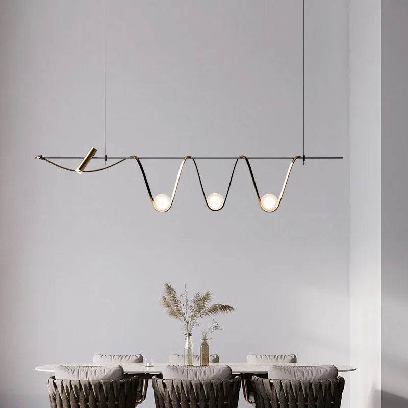 Afralia™ Minimalist Gold Pendant LED Light for Living, Dining, Bedroom, Foyer