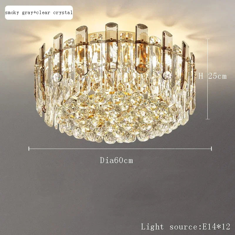 Afralia™ Nordic Crystal Chandelier LED Round Light for Living Bedroom Dining Room