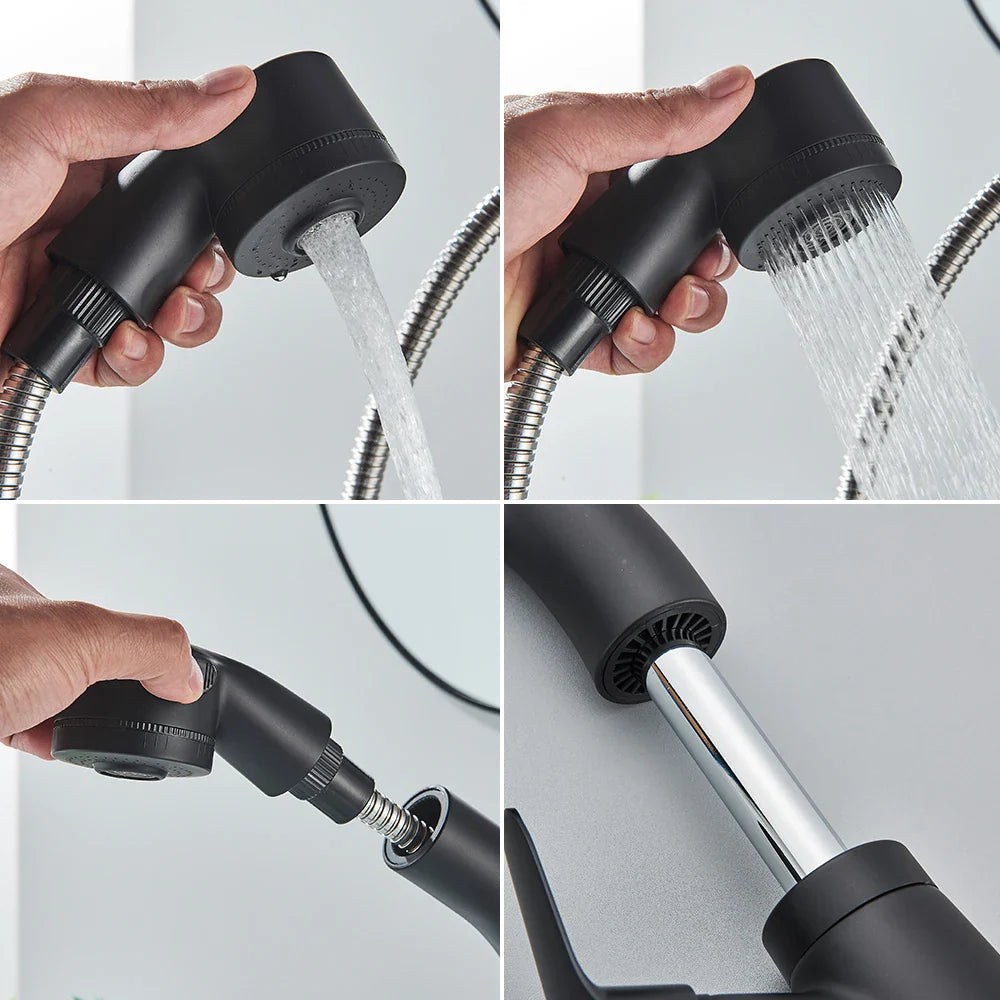 Afralia™ Pull Out Sprayer Basin Faucet Dual Modes Nozzle Bathroom Sink Mixer Taps