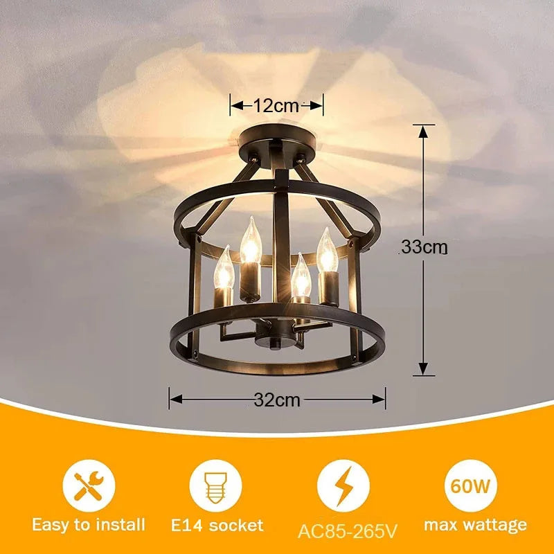 Afralia™ Vintage Chandelier Ceiling Light, Farmhouse Dining Room Pendant Lamp