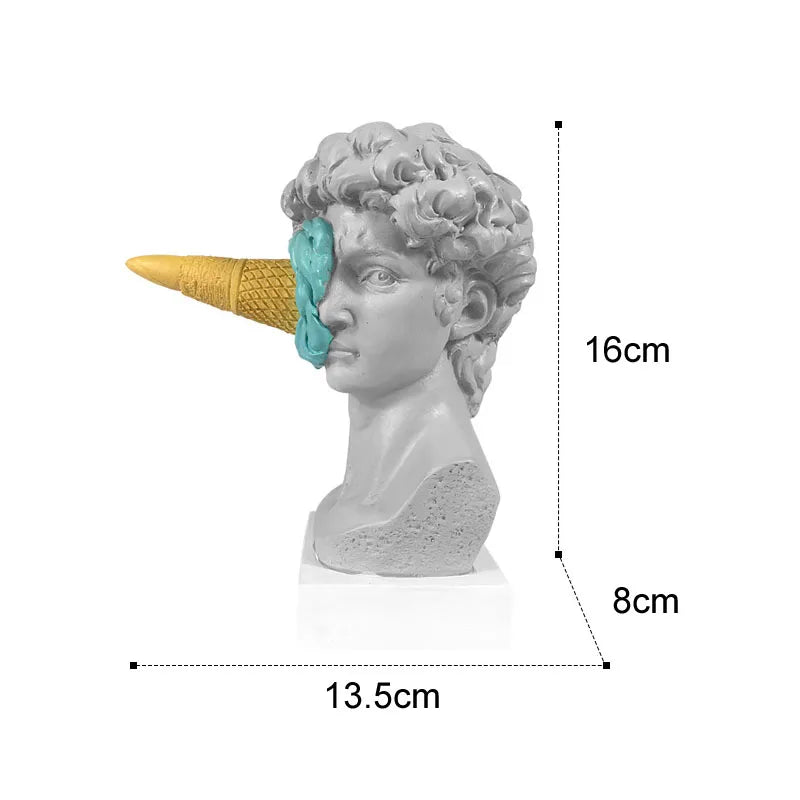 Afralia™ Ice Cream David Statue Myth Character Resin Ornament Desk Sculpture Home Decor