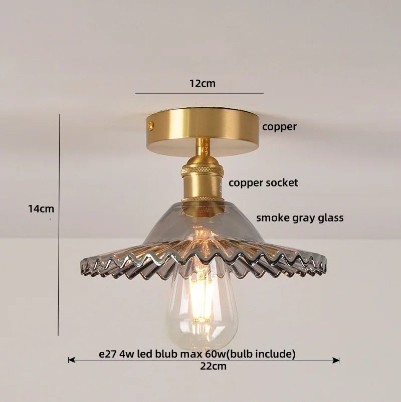 Afralia™ Smoke Gray Glass LED Ceiling Light - Modern Nordic Style