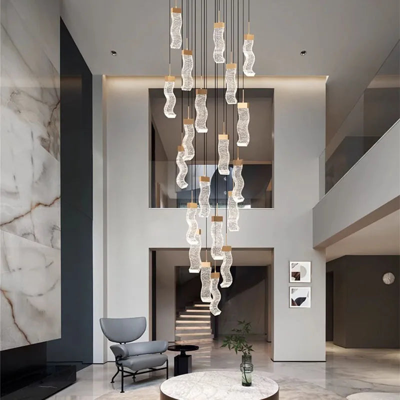 Afralia™ Crystal Chandelier Stair Pendant Lamp Living Room Pendant Lights Interior Lighting