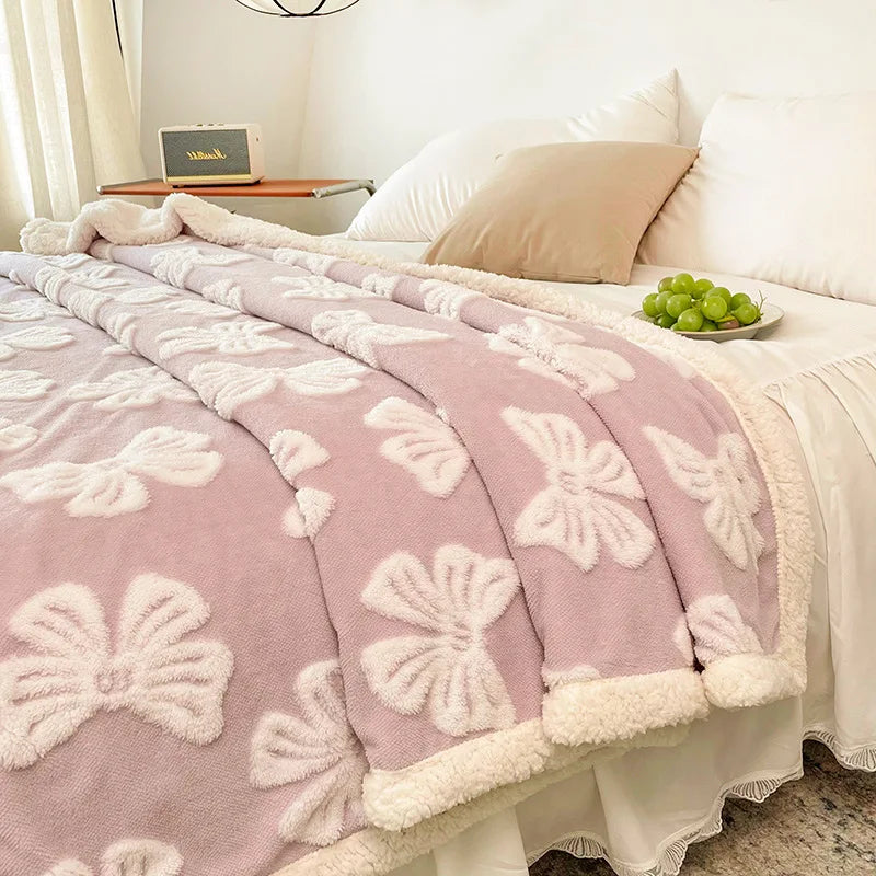 Afralia™ Butterfly Jacquard Double-Layer Wool Blanket: Soft & Warm for Autumn/Winter