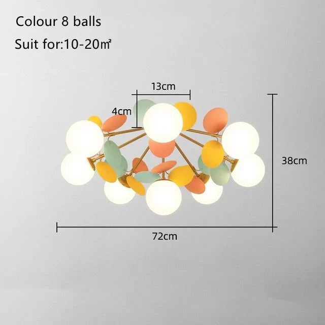 Afralia™ Kids LED Ceiling Light: Iron Sheet Glass Chandelier