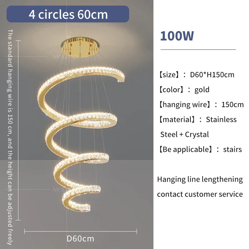 Afralia™ Crystal Duplex Ring Pendant Light Chandelier