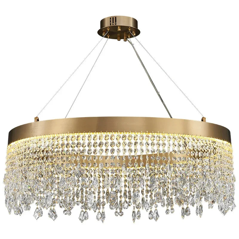 Afralia™ Crystal Chandelier: Modern Living Room Ceiling Light & Kitchen Pendant