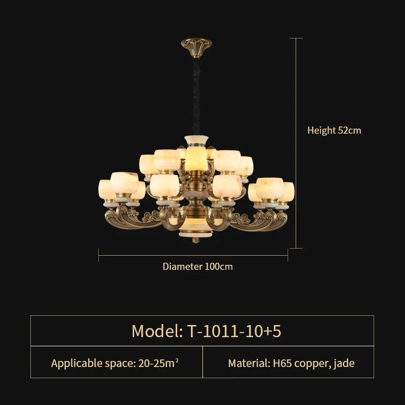 Afralia™ Jade Chandelier: Stylish Chinese Zen Living Room Lamp for Duplex Building by Guangdong Zhongshan