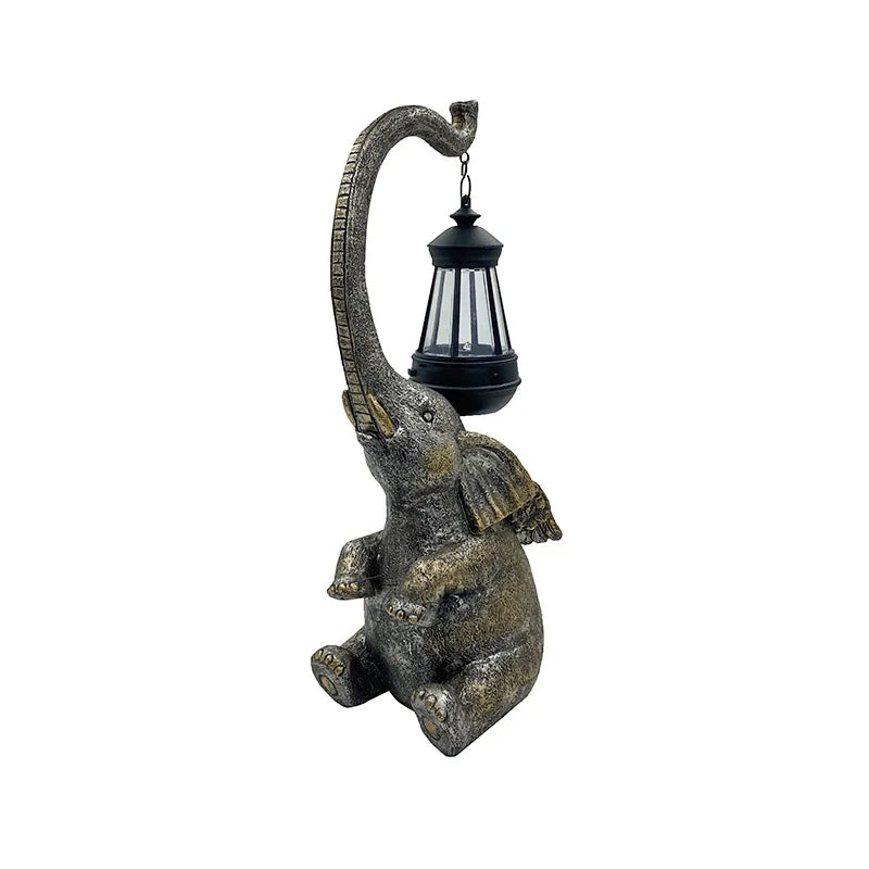Afralia™ Solar Elephant Lawn Lamp - Resin Craft Animal Lantern for Outdoor Garden Decor