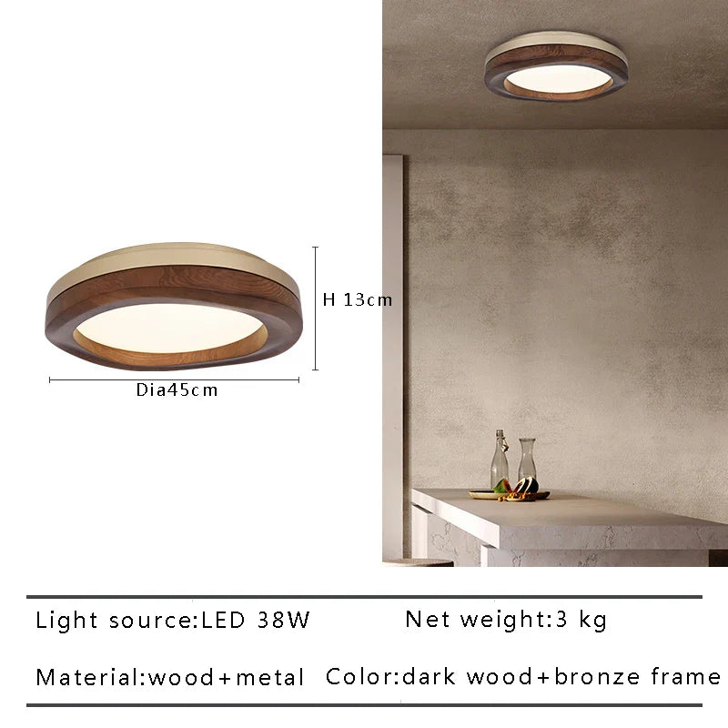 Afralia™ Modern Solid Wood LED Ceiling Light Fixture for Home Decor