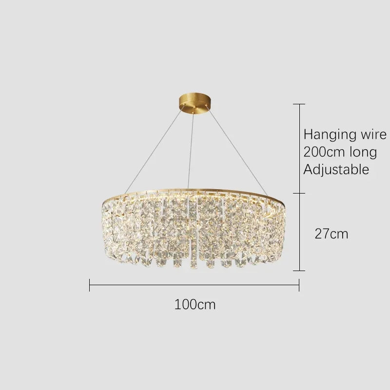 Afralia™ Copper Crystal Chandelier Living Room Bedroom Dining Lighting Device