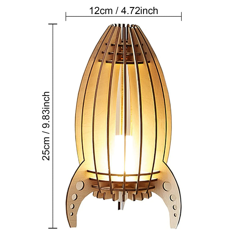 Afralia™ Rocket Lamp: Handmade Wood Carving Space Rocket Night Light for Kids, Desktop Decor