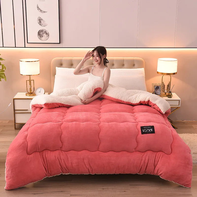 Afralia™ Milk Cashmere Lamb Wool Quilt: Soft & Warm Bedding for Winter, Spring, and Autumn.