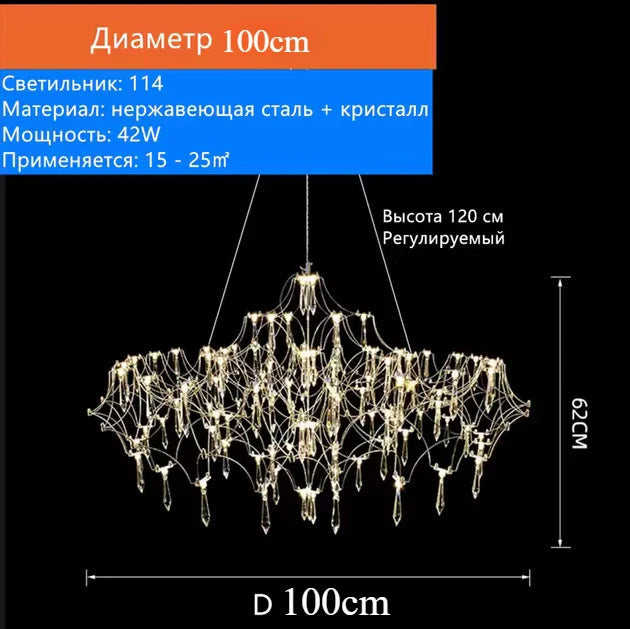 Afralia™ Starry Crystal Chandelier Ceiling Light Luxury Modern Living Room Bedroom Restaurant
