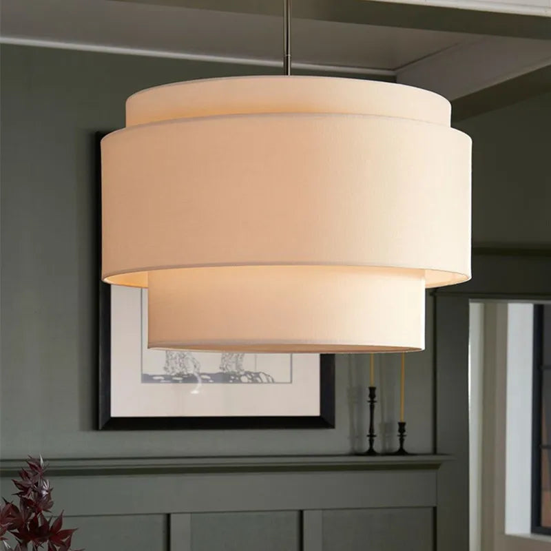 Afralia™ Japanese Style Tiered Pendant Lamp: Minimalist Fabric Shade for Living Room & Kitchen Counter