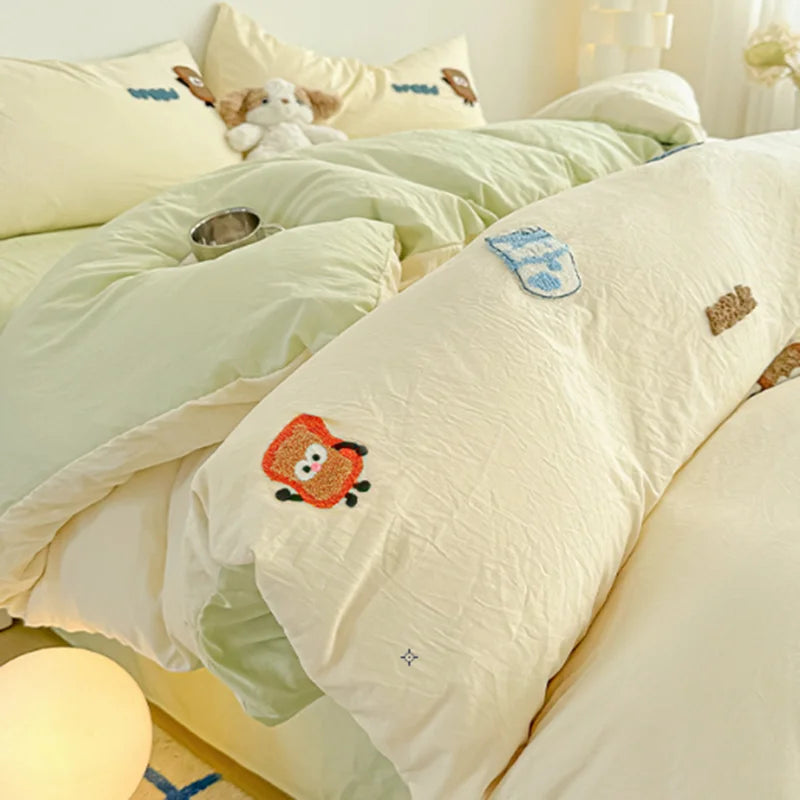 Luxury Embroidered Cotton Towel Comforter Set by Afralia™ - Soft, Breathable, Machine Washable Bedding