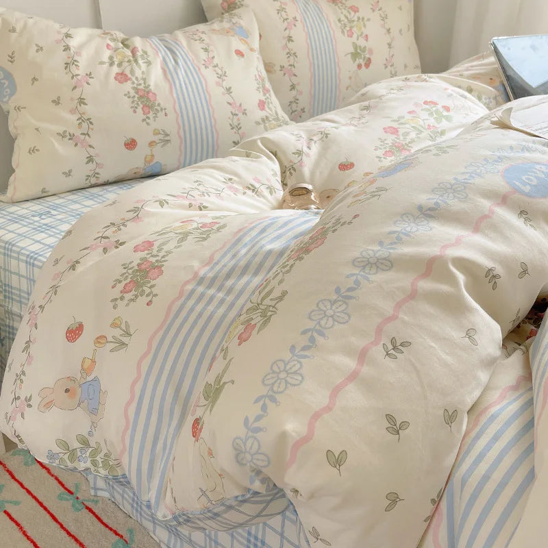 Afralia™ Cotton Cartoon Printed Bedding Set for All Seasons