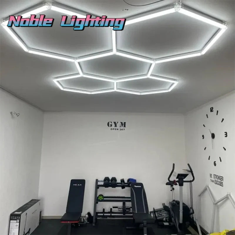 Afralia™ Hexagon LED Ceiling Light for Barbershop and Garage Hair Salon