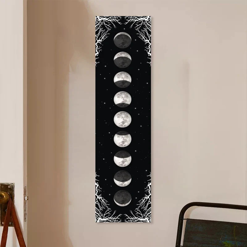 Afralia™ Moon Phase Tapestry: Black & White Sky Wall Hanging & Bohemian Home Decor