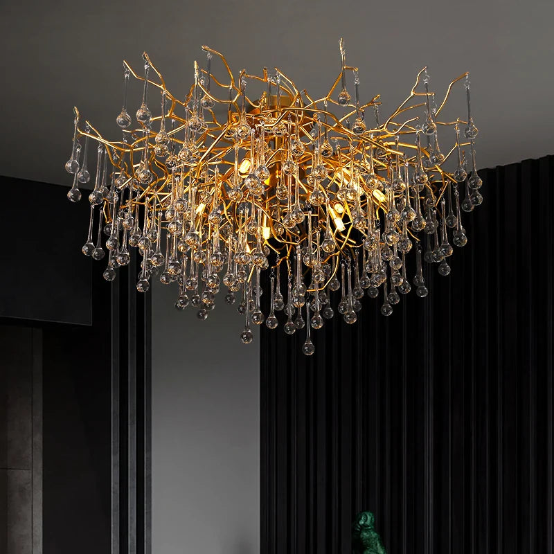 Afralia™ Gold Tree Branch Chandelier for Dining Room