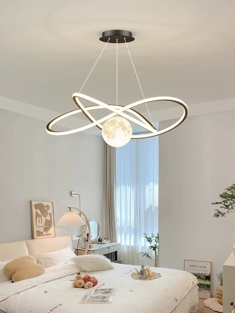 Afralia™ Minimalist Linear LED Ring Chandelier for Home Decor and Lighting