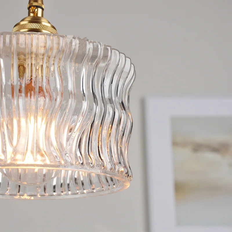 Afralia™ LED Brass Pendant Lamp Modern Clear Glass Dining Light