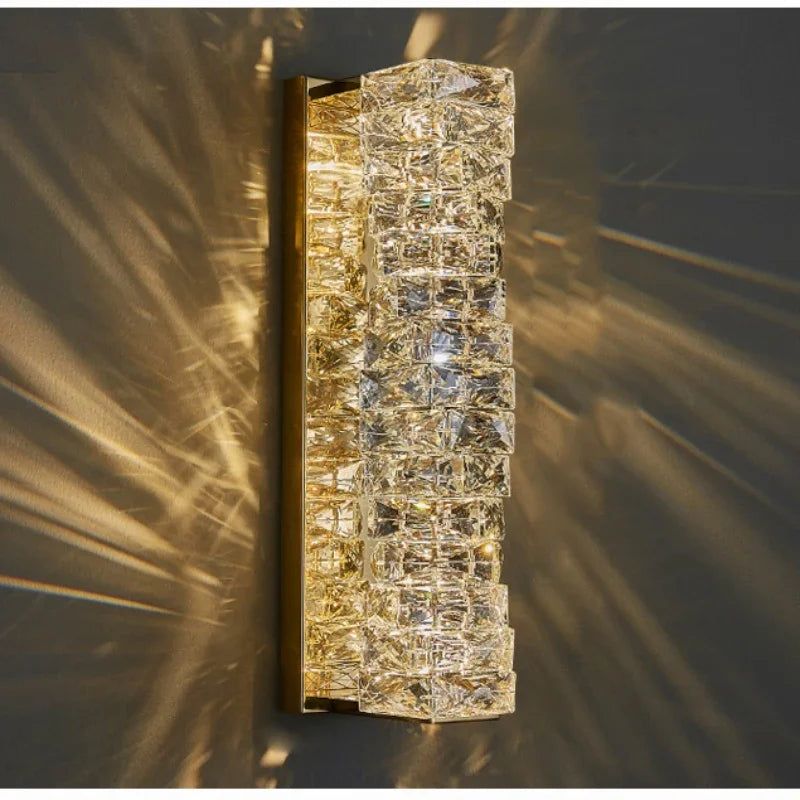 Luxury Crystal Wall Sconce for Living Room by Afralia™ - Modern LED Indoor Lighting