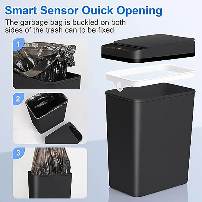 Afralia™ Smart Sensor Trash Can Waterproof for Bathroom Kitchen Living Room Recycling Bin