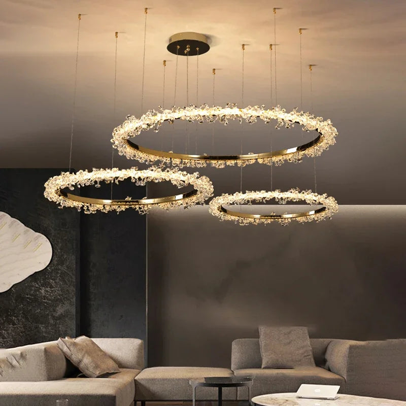 Afralia™ Crystal Pendant Chandelier: Modern Luxury Dimmable LED Ring Light for Home and Restaurant