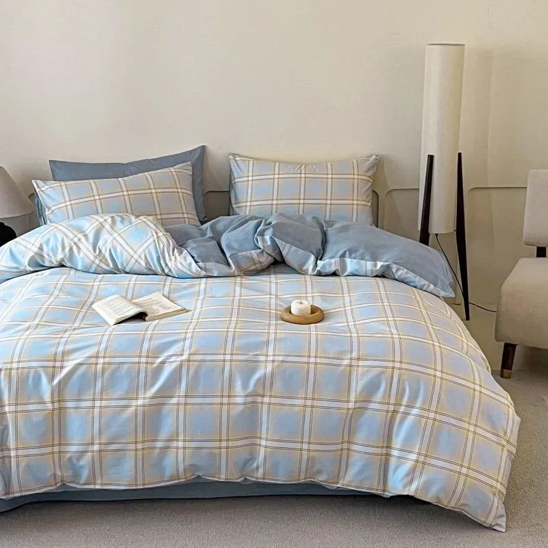 Afralia™ Geometric Pattern Cotton Fitted Sheet Set, King/Queen Bed Comfort Bedding