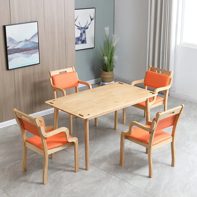 Afralia™ Solid Wood Dining Table Chairs Set - Apartment Furniture Leisure Dining Chairs