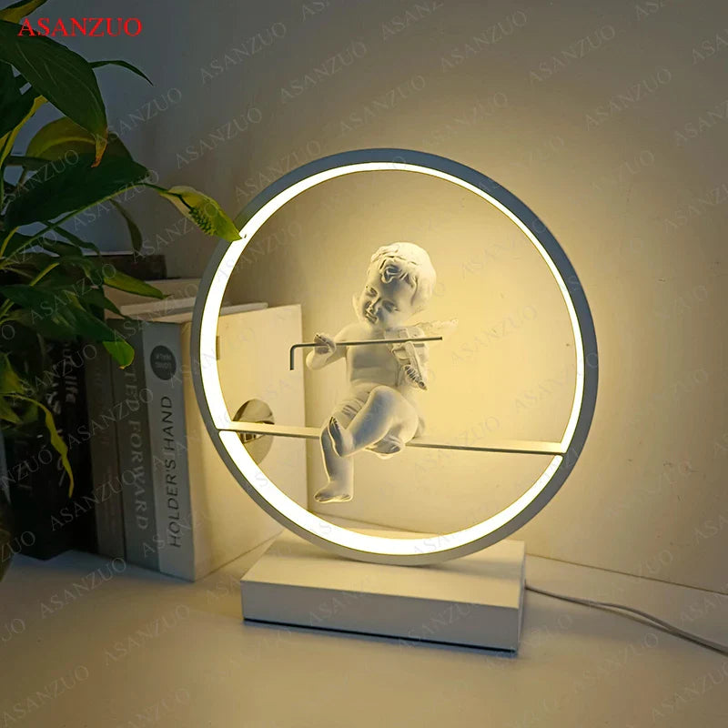 Afralia™ Dimmable Angel Table Lamp for Dream Bedroom Decor & Warm LED Lighting