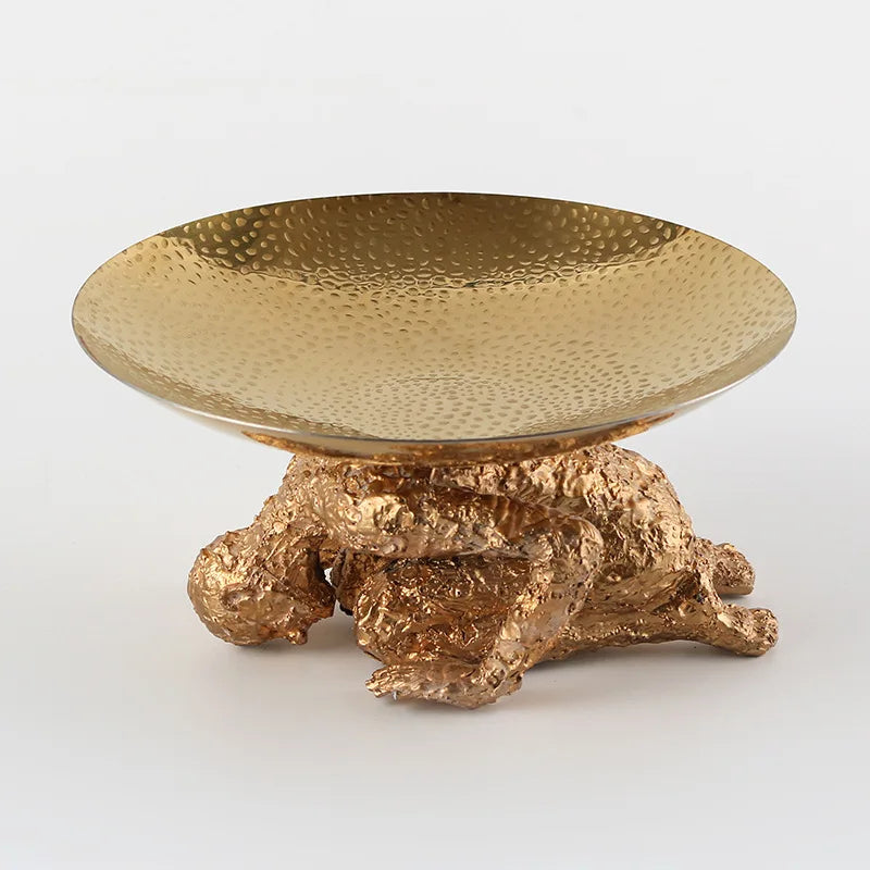 Afralia™ Golden Resin Handicraft Tray Figurine for Home Decor