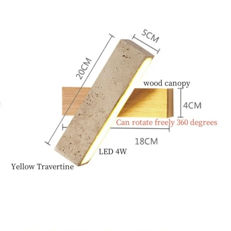 Afralia™ Vintage Wabi Sabi LED Wall Lights Yellow Travertine Interior Lighting Bedside Lamps
