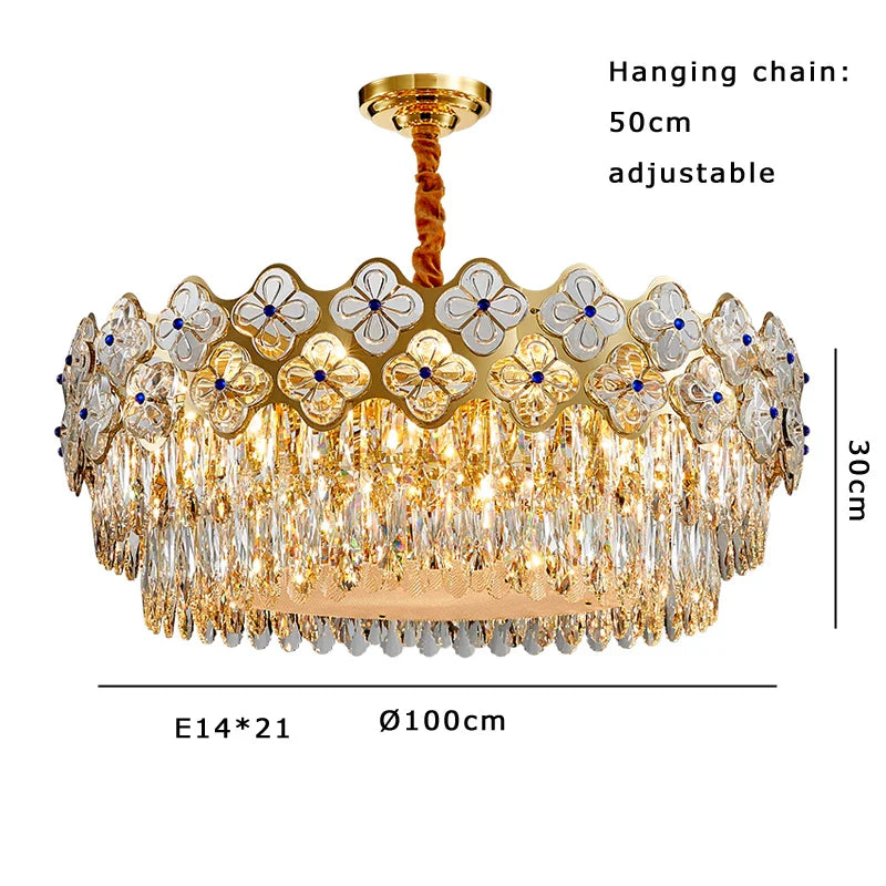 Afralia™ European Crystal Luxury Chandelier Gold Room Decor Hanglamp