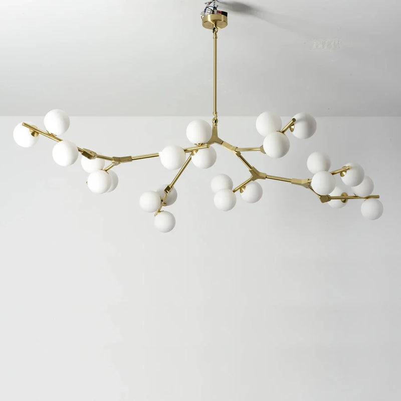 Afralia™ Glass Balls LED Chandelier: Molecular Living Decoration, Modern Branches Pendant Lighting Fixtures.