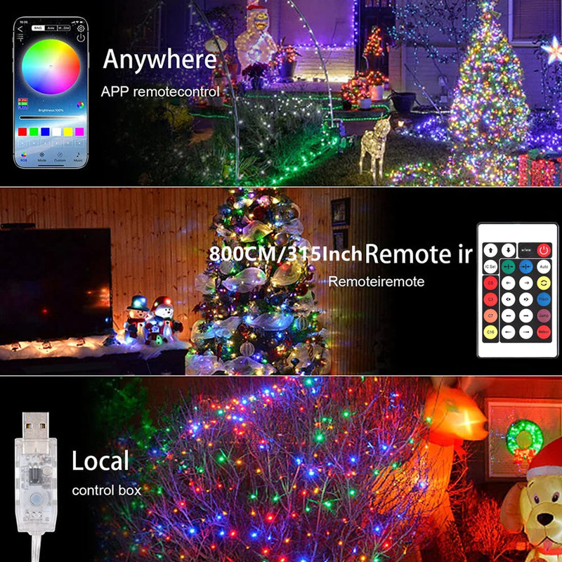 Afralia™ Smart LED String Lights: Bluetooth App Control, Waterproof Outdoor Fairy Lights for Decor.