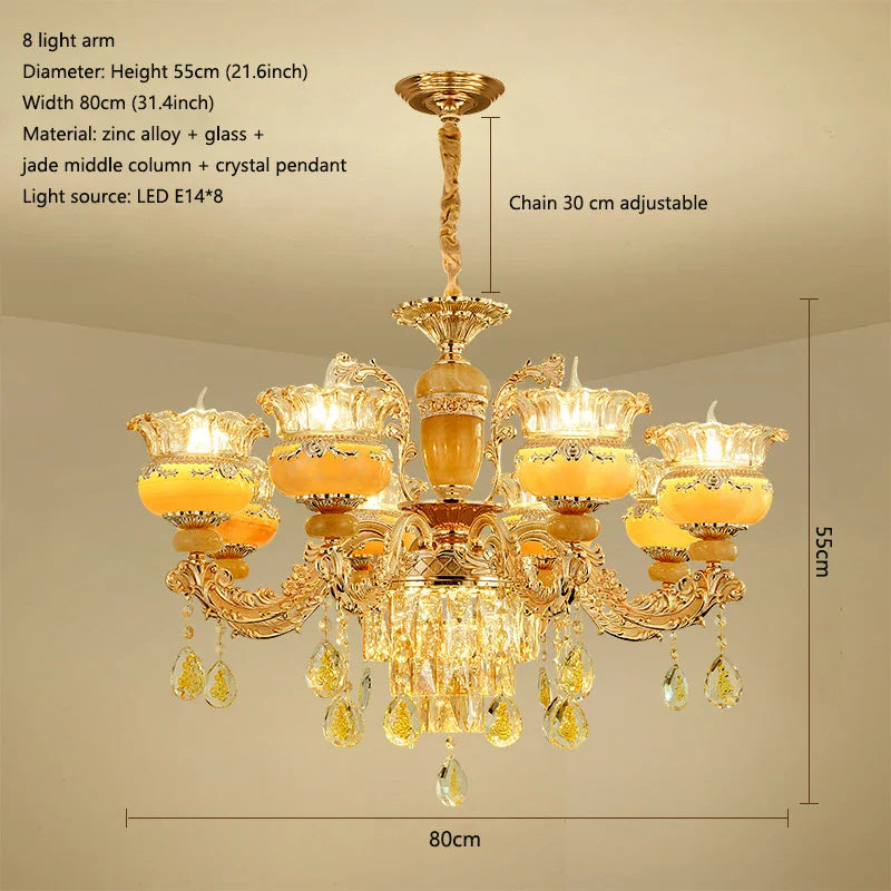 Afralia™ Luxury Jade Crystal Chandelier for Elegant Living Spaces