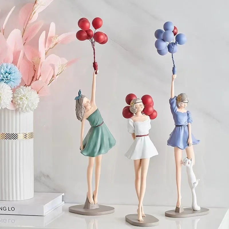 Afralia™ Balloon Girls Resin Home Decor Ornaments