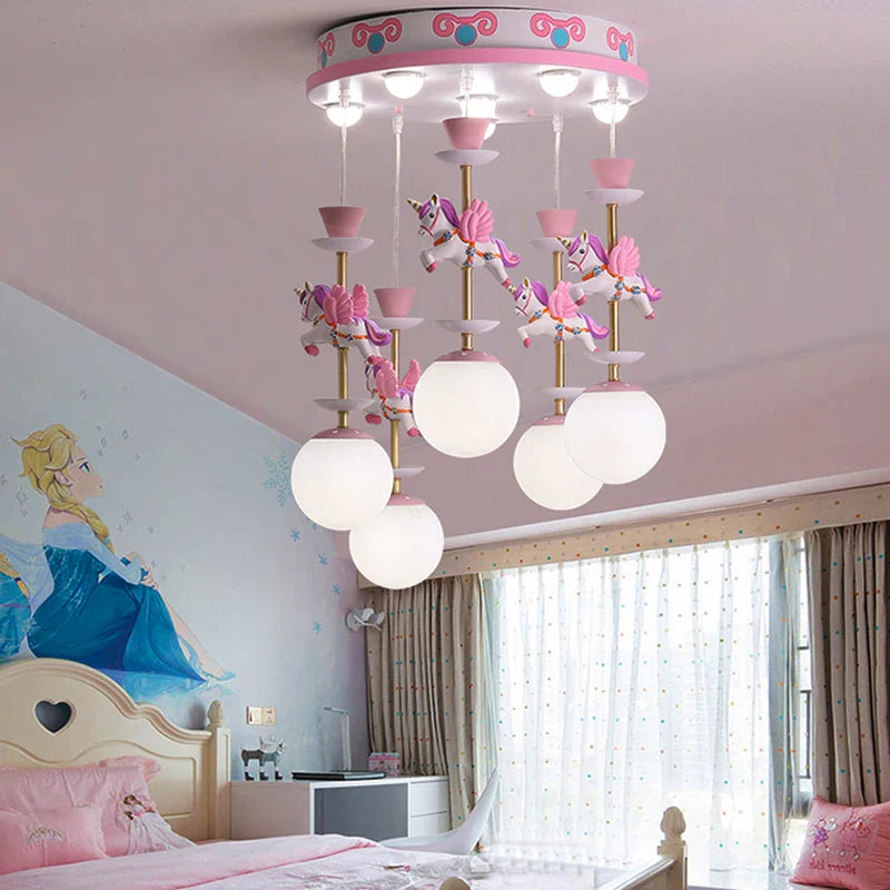 Afralia™ Kids Ceiling Chandelier: Modern LED Pendant Light for Girls' Bedroom Decor