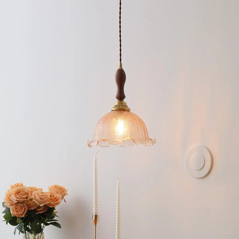 Afralia™ LED Glass Wood Pendant Lights | Modern Nordic Style Hanging Lamp for Home Décor