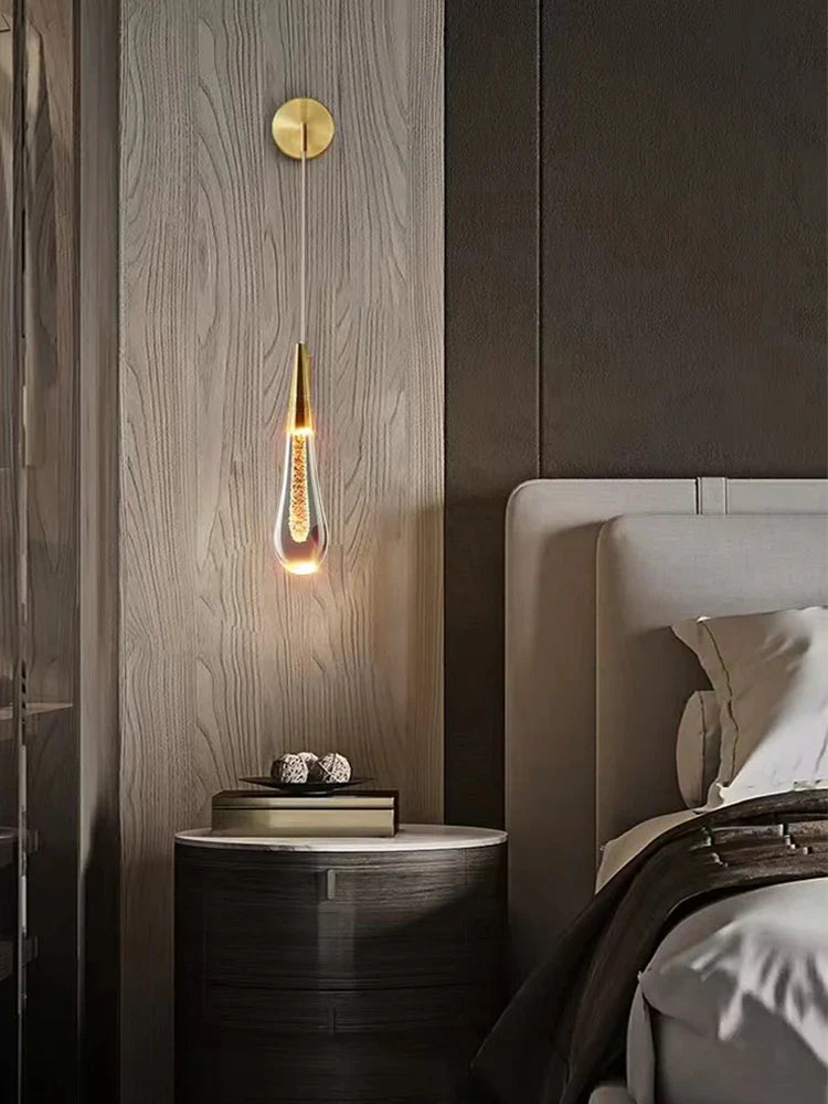 Afralia™ Crystal LED Wall Lamp Modern Minimalist Living Room Bedside Lamp
