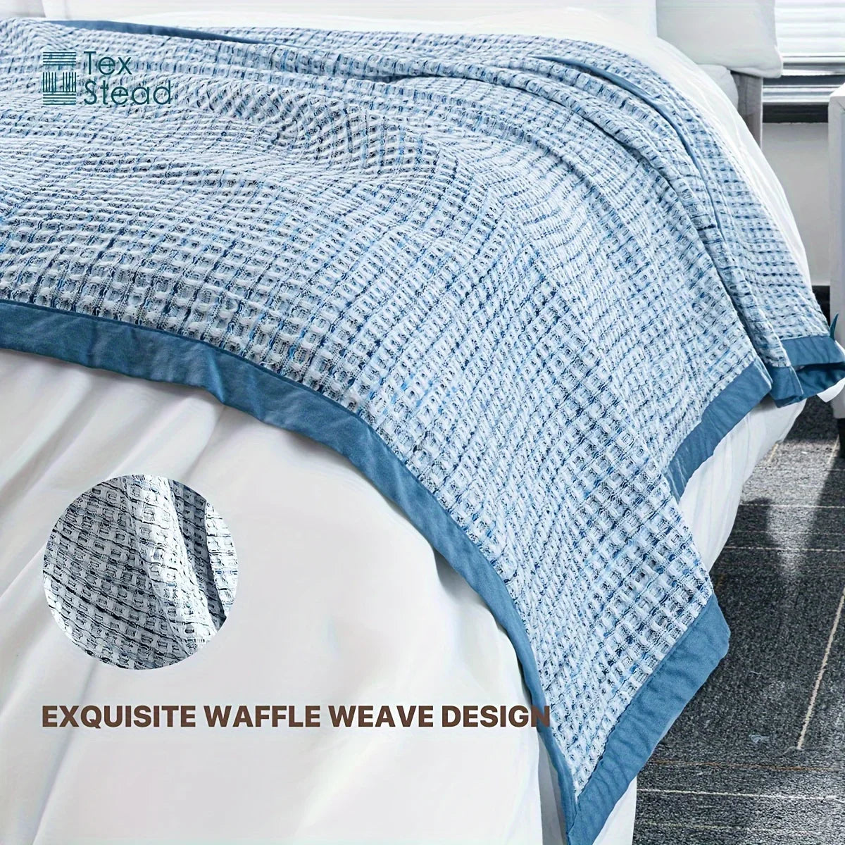 Afralia™ Waffle Weave Blanket | 100% Vintage Washed Cotton | Lightweight & Breathable | All Season Comfort