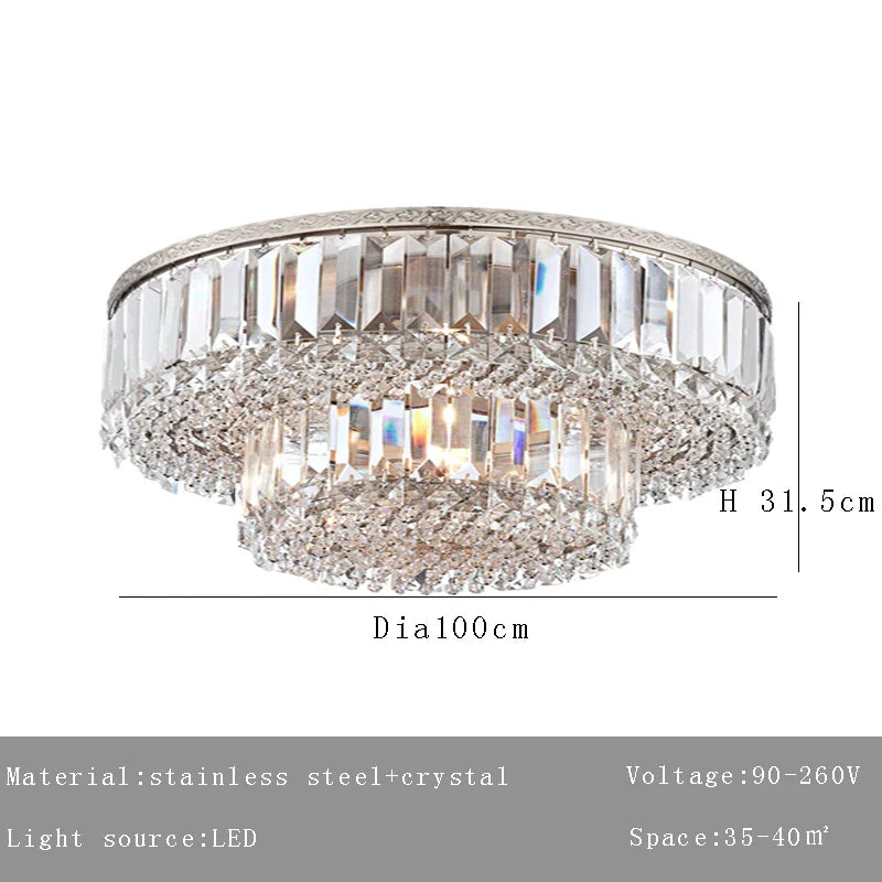 Afralia™ Large Crystal Chandelier Chrome Hanging Lamp for Dining Room Decor